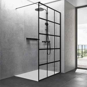 PACK MAMPARA FIJA Y COLUMNA DUCHA NEGRA